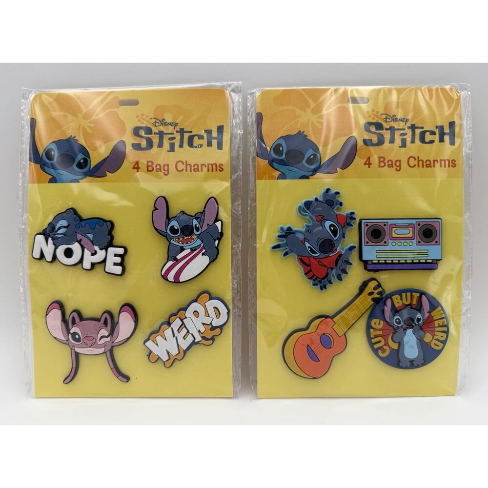 Disney Lilo & Stitch PVC Tote Charm BIOWORLD Bag Accessory 2 Pks 8 Charms New